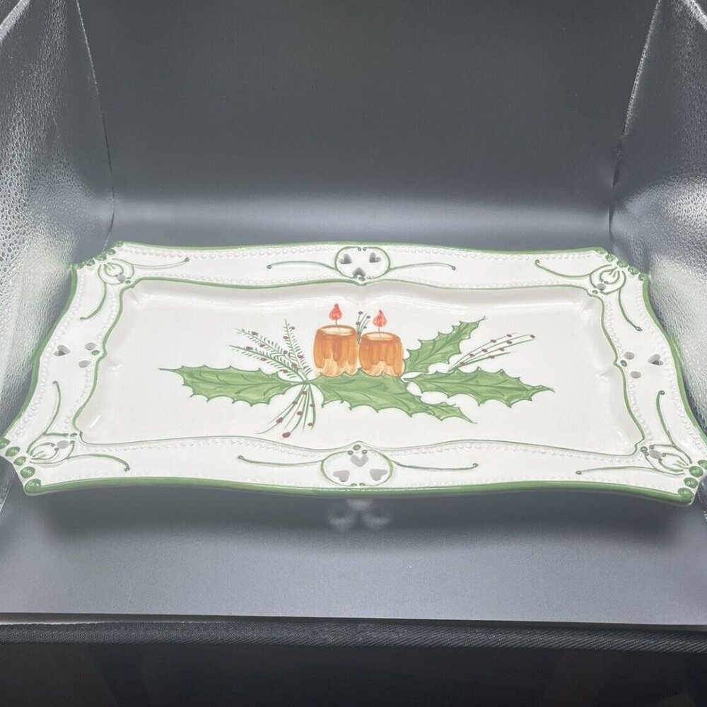 Gorgeous Holiday RCCL Portugal Majolica Hand Painted Rectangular Platter